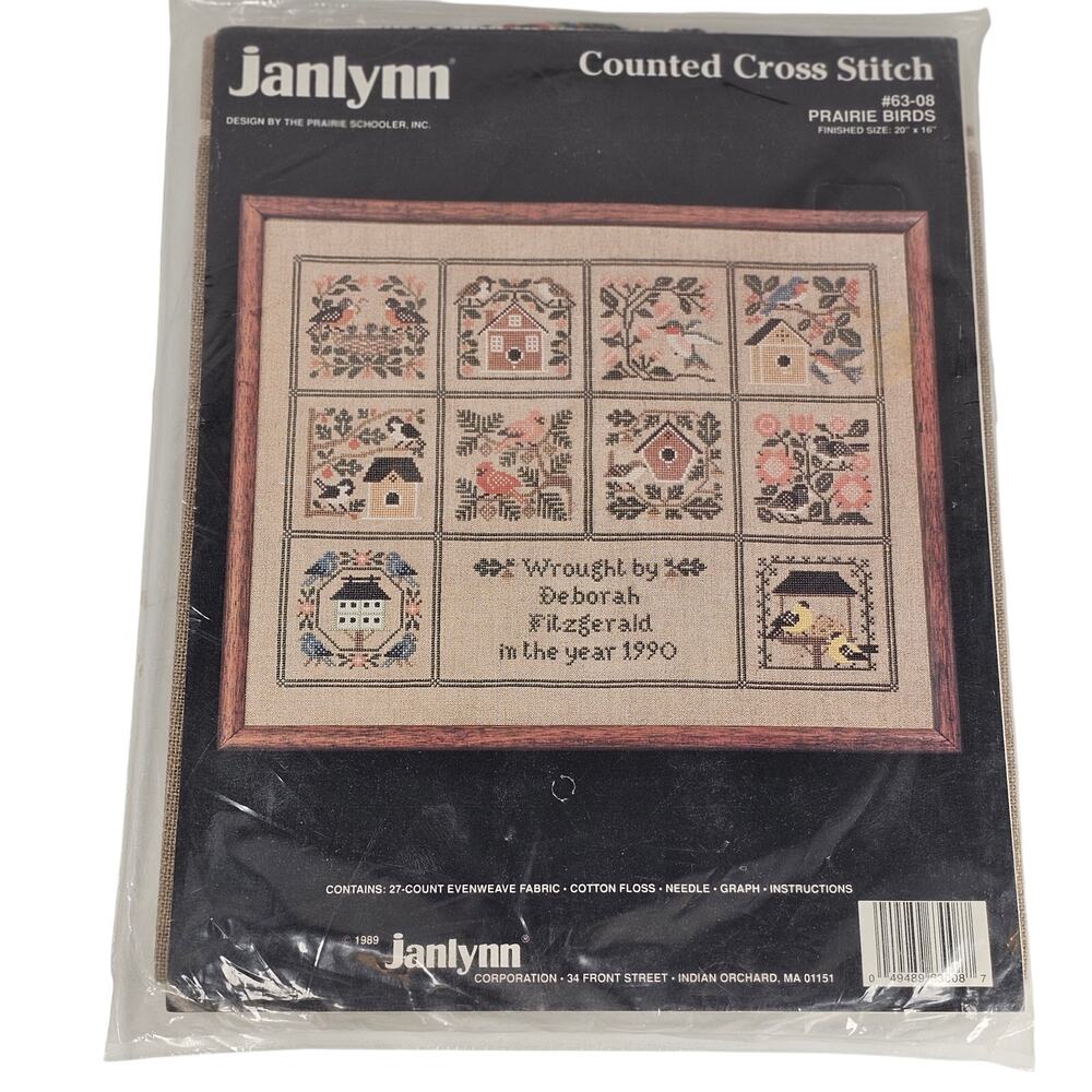 Cross Stitch Kit Prairie Birds 63-08 1989 20x16 The Prairie Schooler Janlynn